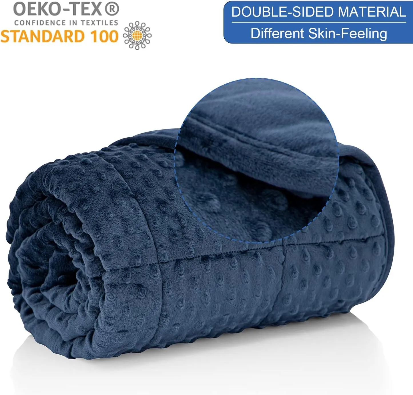 Kids Weighted Blanket Twin 7lbs (41"60",Navy Blue) Breathable Soft Minky Weighted Throw Blanket for All Season,Heavy Blanket with Premium Glass Beads