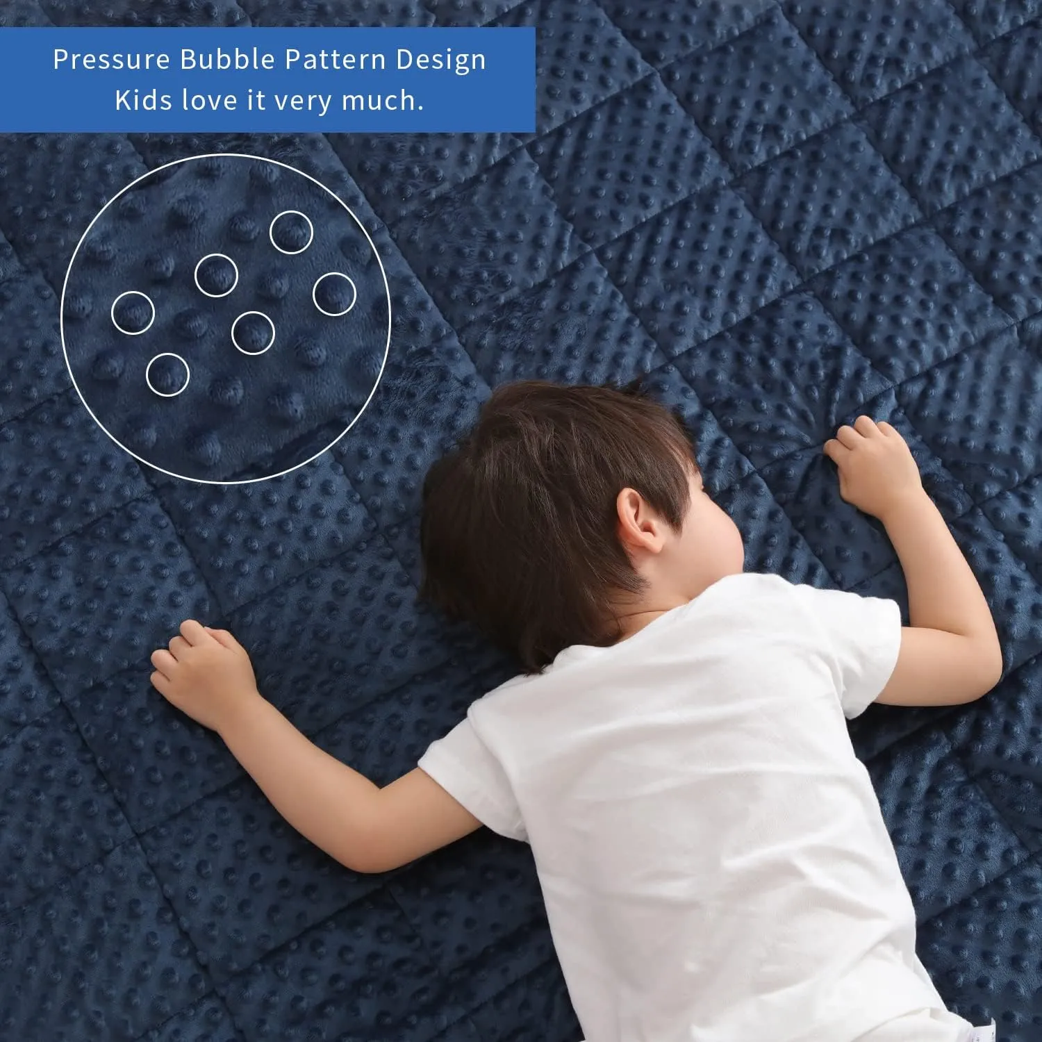 Kids Weighted Blanket Twin 7lbs (41"60",Navy Blue) Breathable Soft Minky Weighted Throw Blanket for All Season,Heavy Blanket with Premium Glass Beads