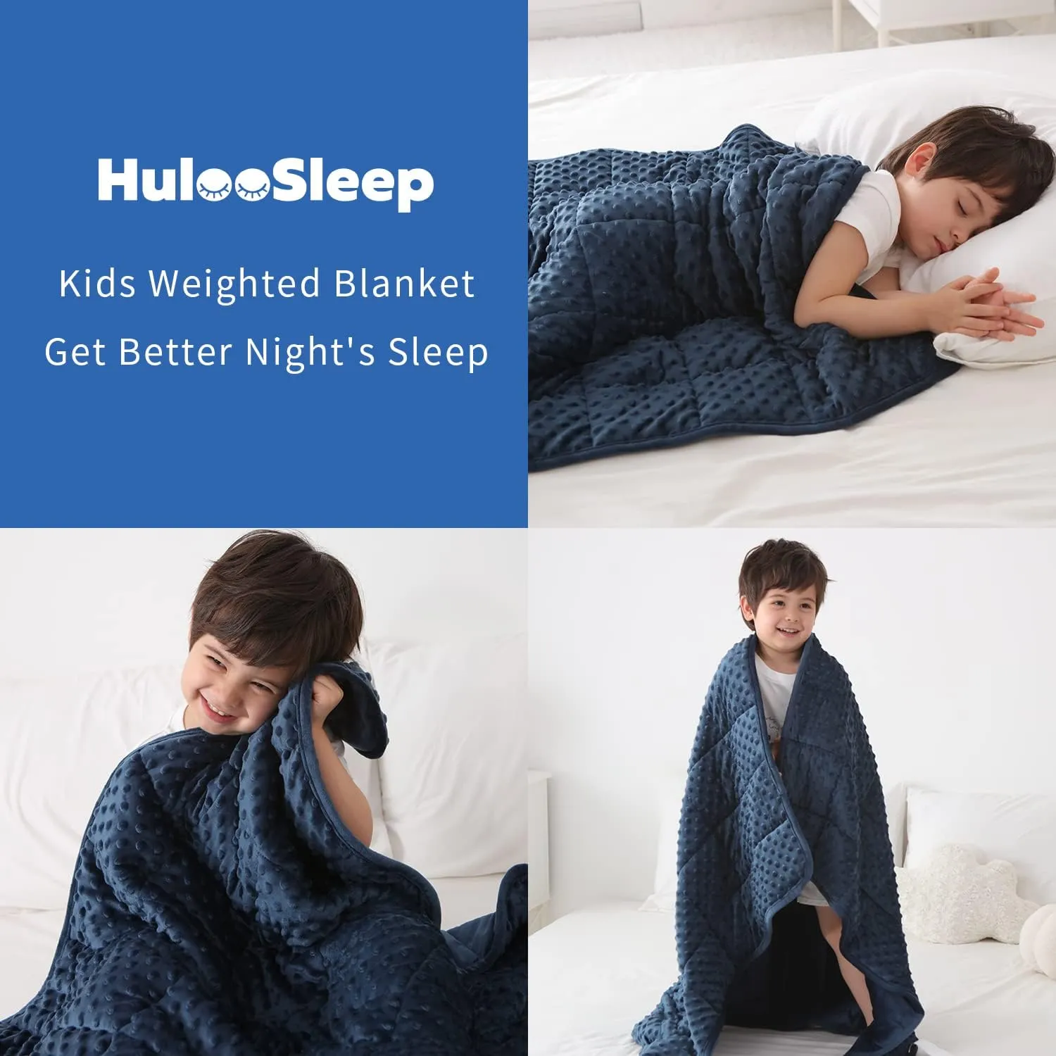 Kids Weighted Blanket Twin 7lbs (41"60",Navy Blue) Breathable Soft Minky Weighted Throw Blanket for All Season,Heavy Blanket with Premium Glass Beads