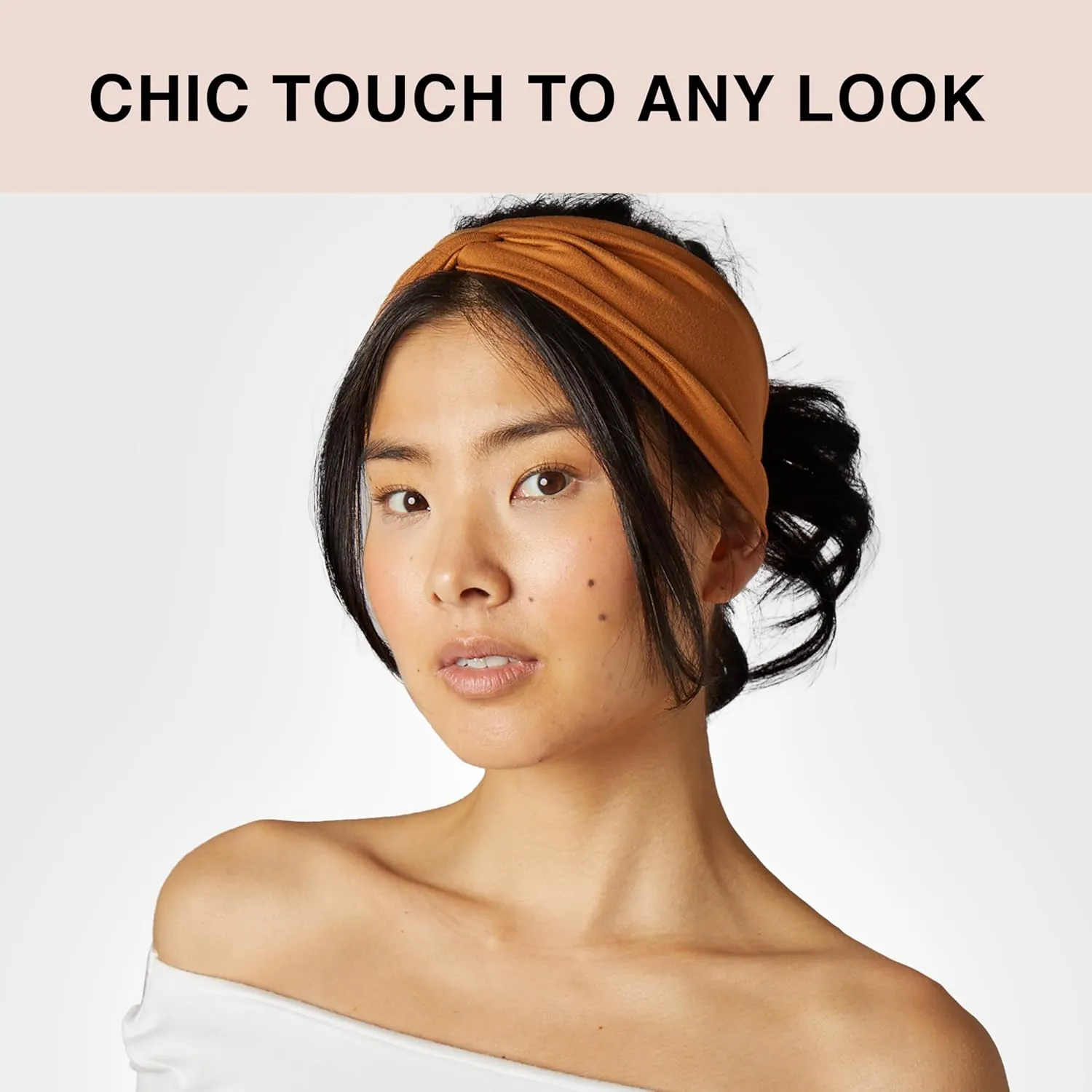 Kitsch Wide Headbands for Women - Fashion Sports Headband for Workout, Yoga, Gym, Running, Exercise | Stretchy Head Bands for Womens Hair | Hair Accessories for Women - Black and Camel, 2pcs