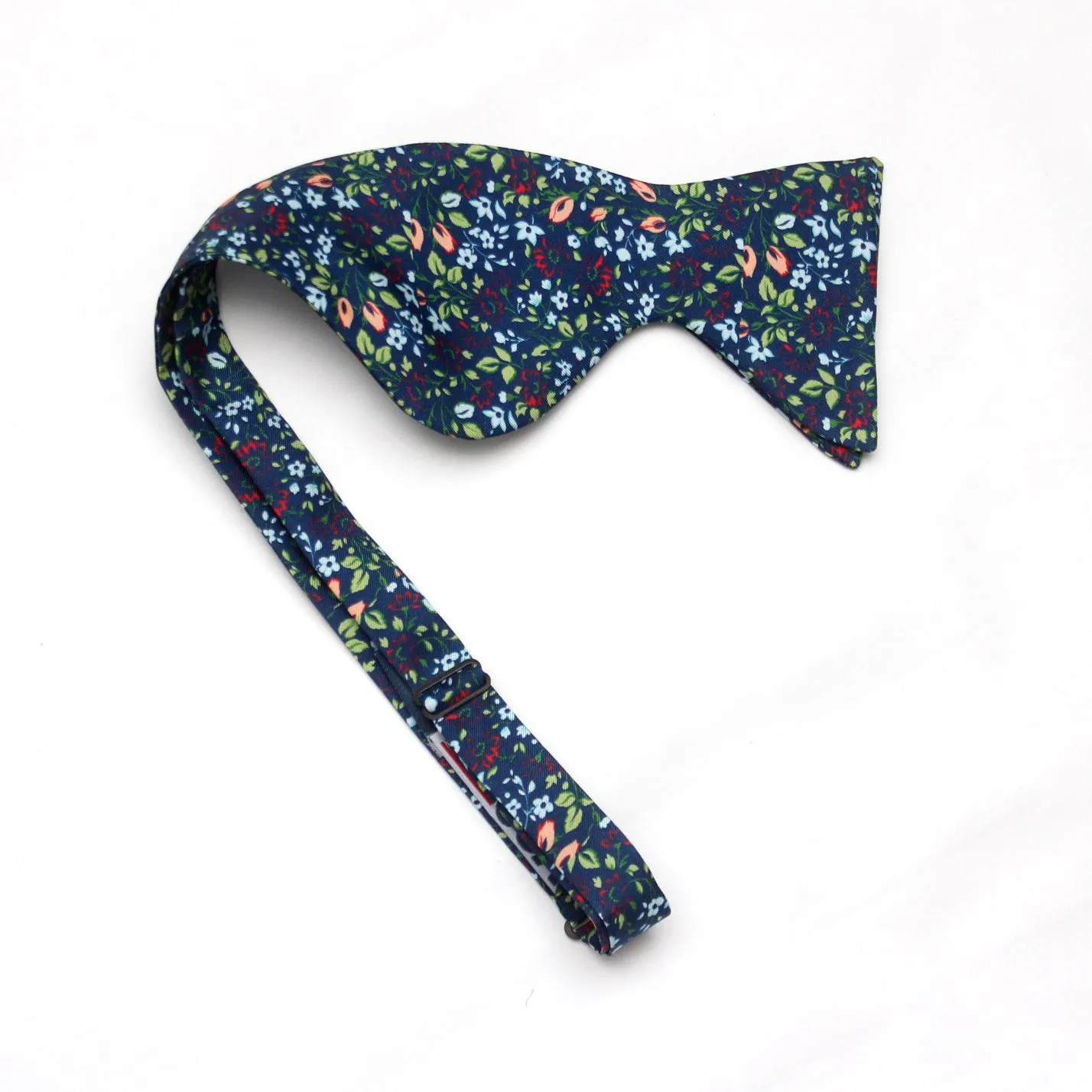 Large Blue Floral Silk Bow Tie