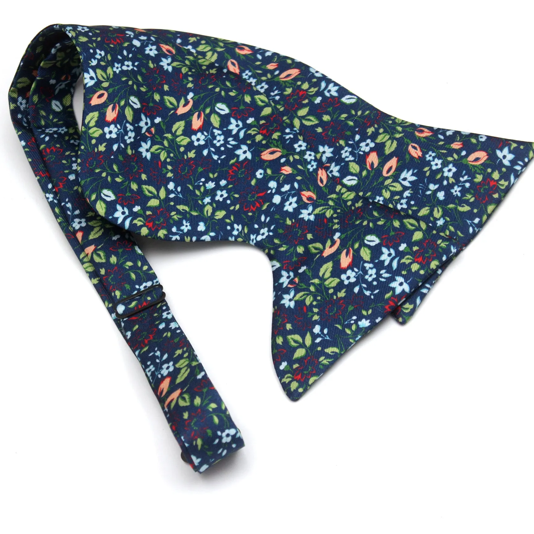 Large Blue Floral Silk Bow Tie