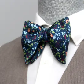 Large Blue Floral Silk Bow Tie
