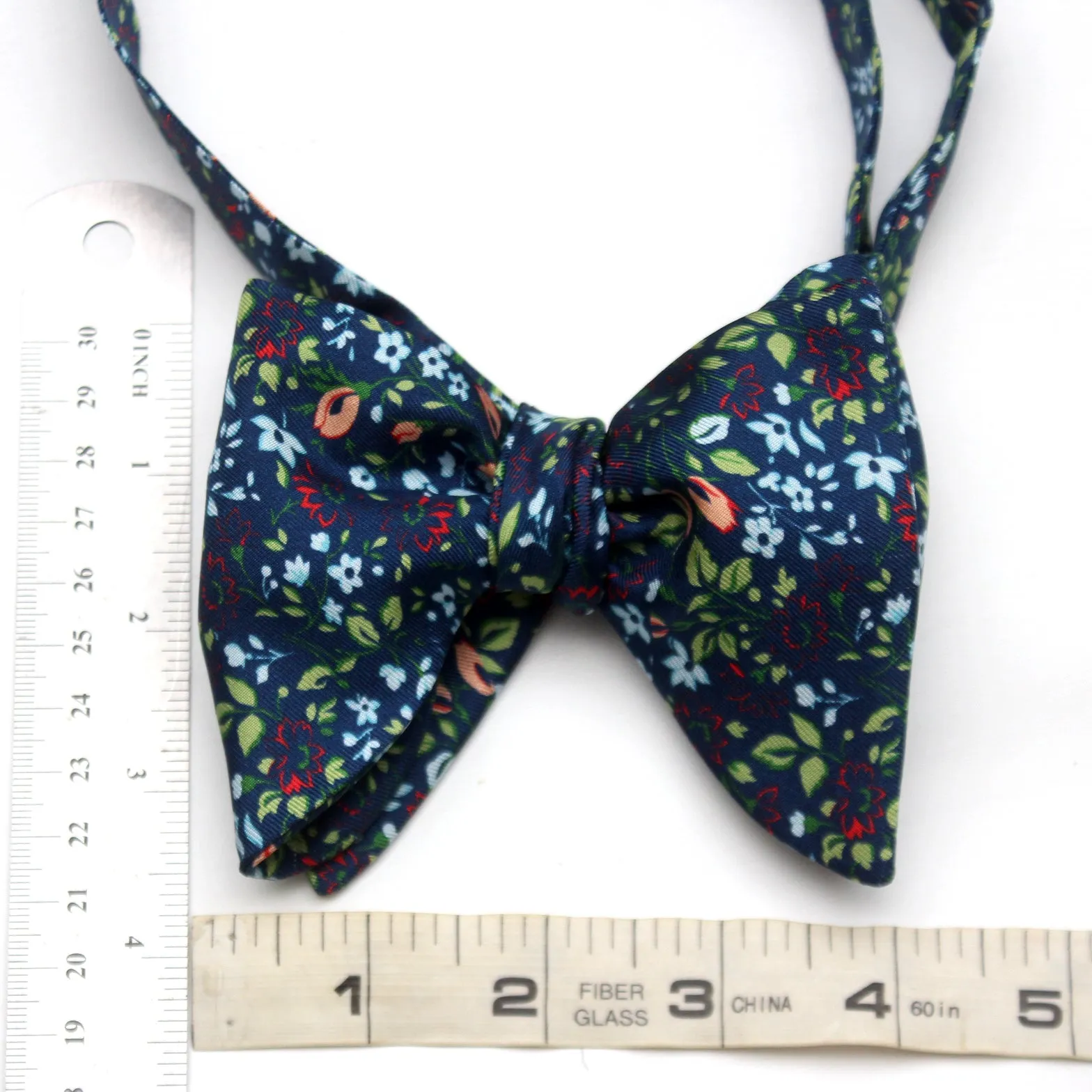 Large Blue Floral Silk Bow Tie