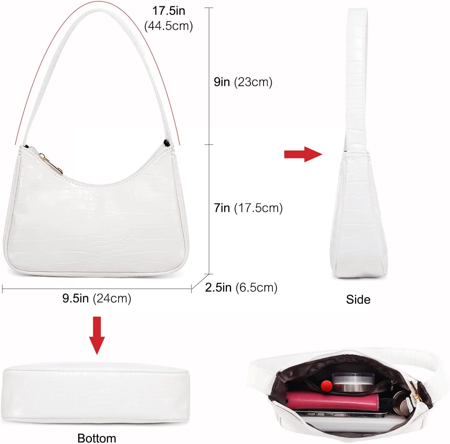 LOVEVOOK Shoulder Bag for Women, Small Purses Croc Pattern Clutch Purse Vegan Leather Little Purse Cute Mini Handbag