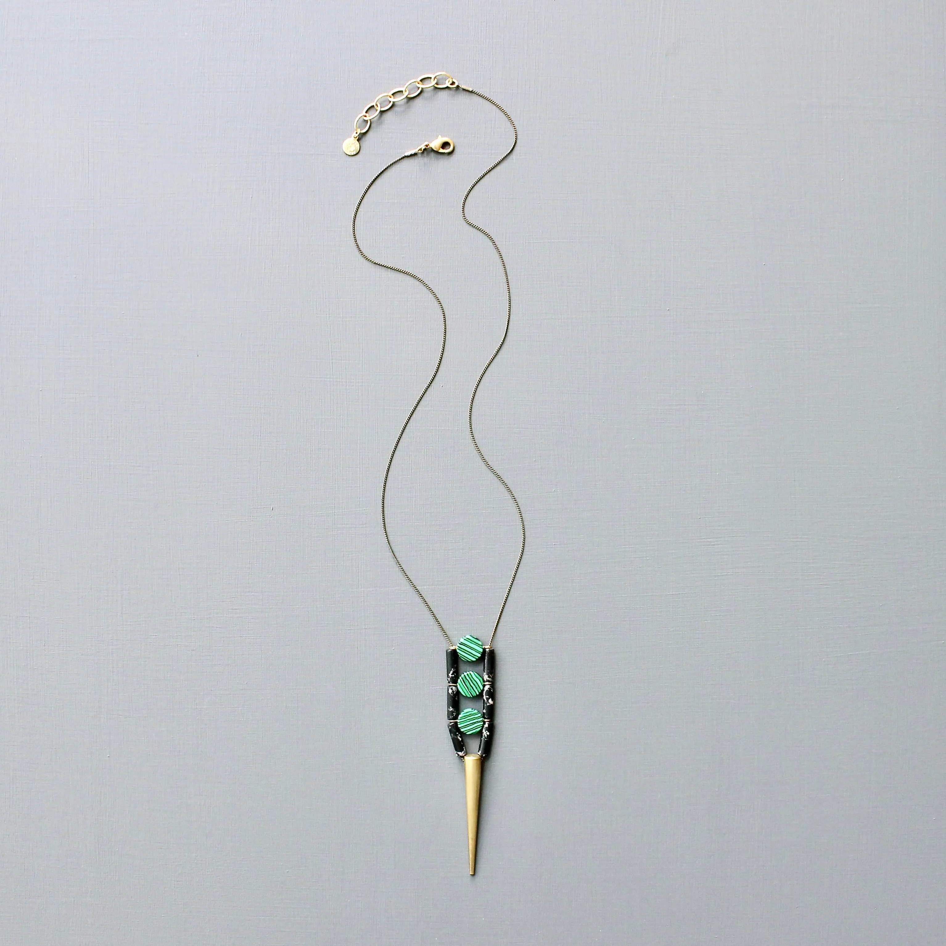 Malachite geometric spike necklace