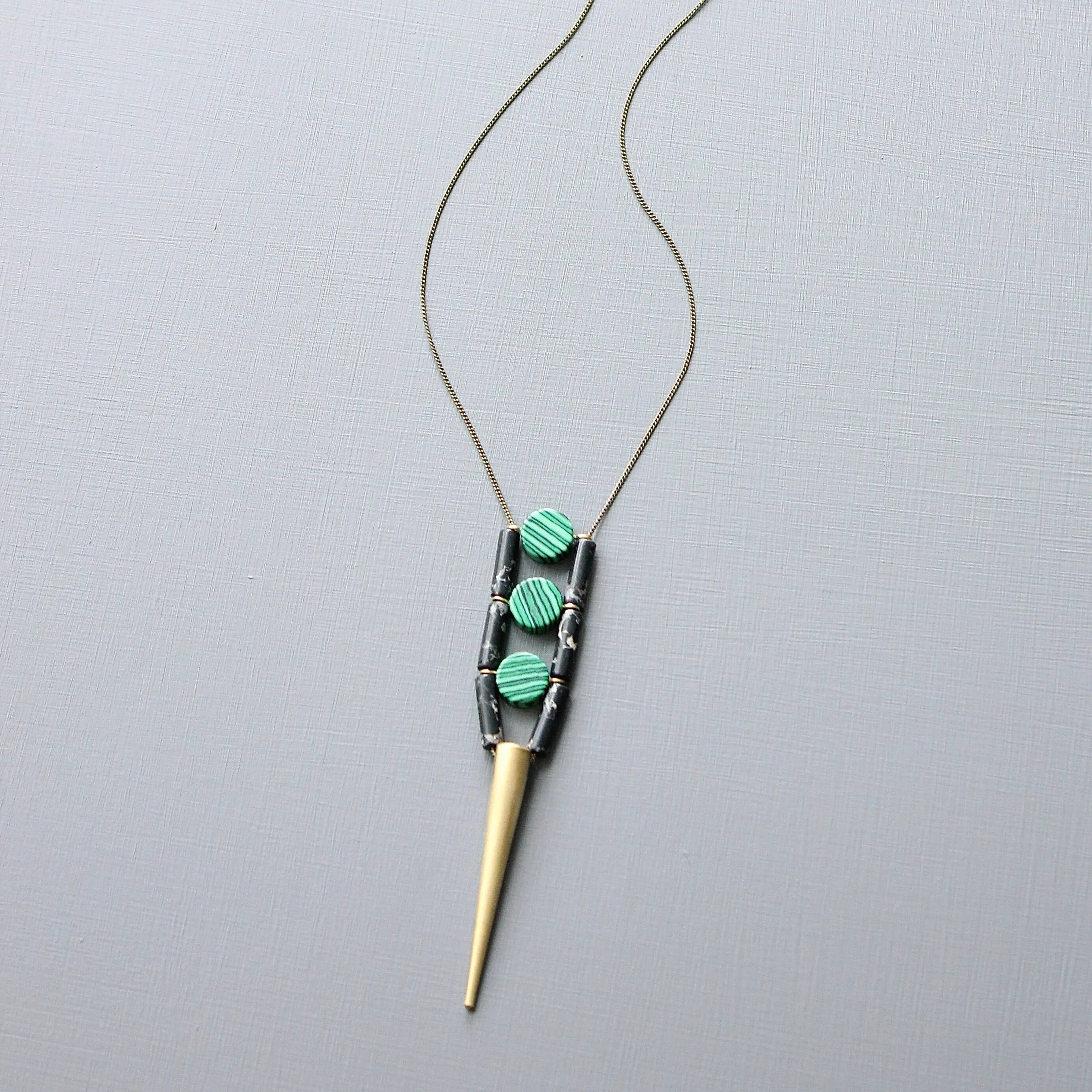 Malachite geometric spike necklace