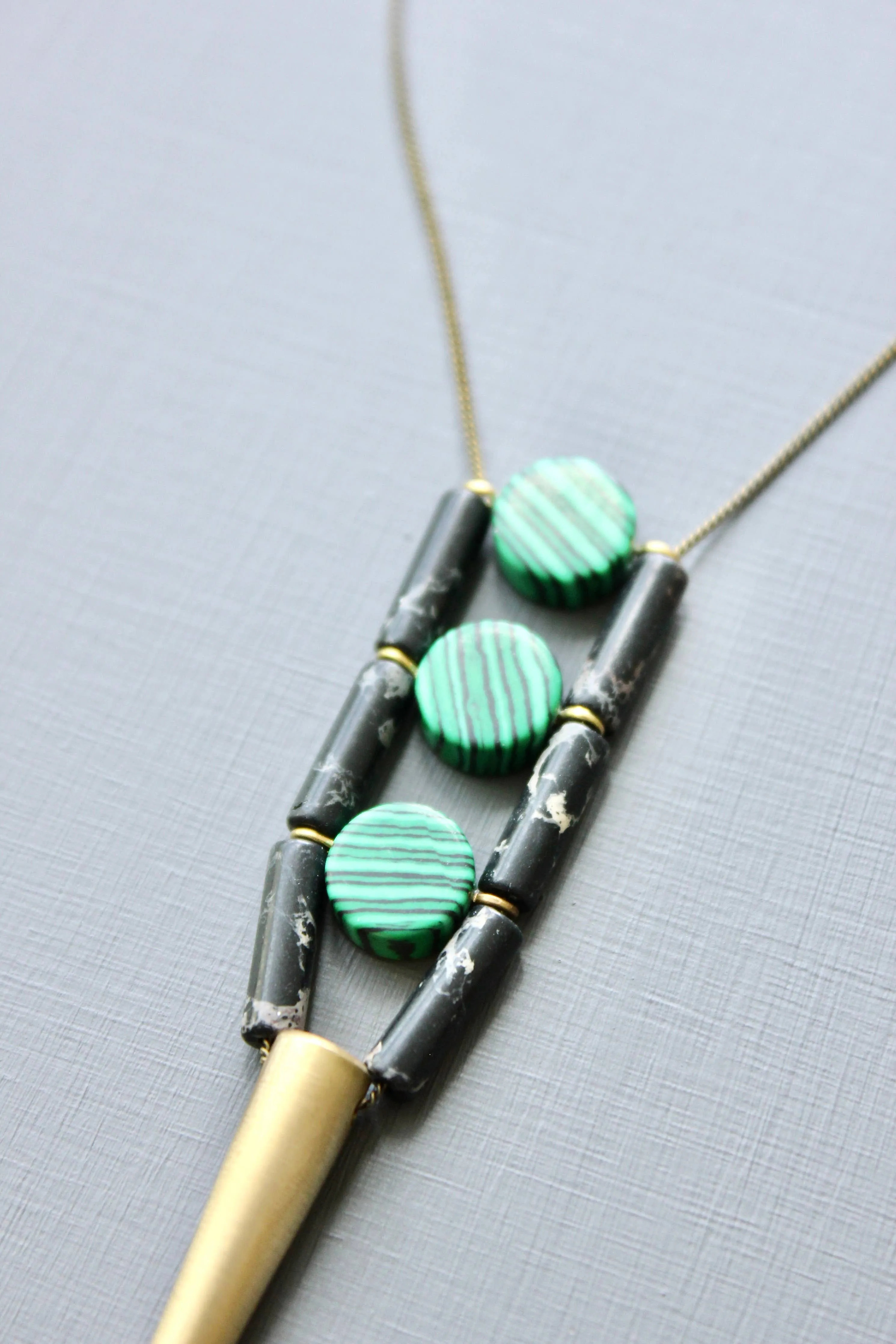 Malachite geometric spike necklace