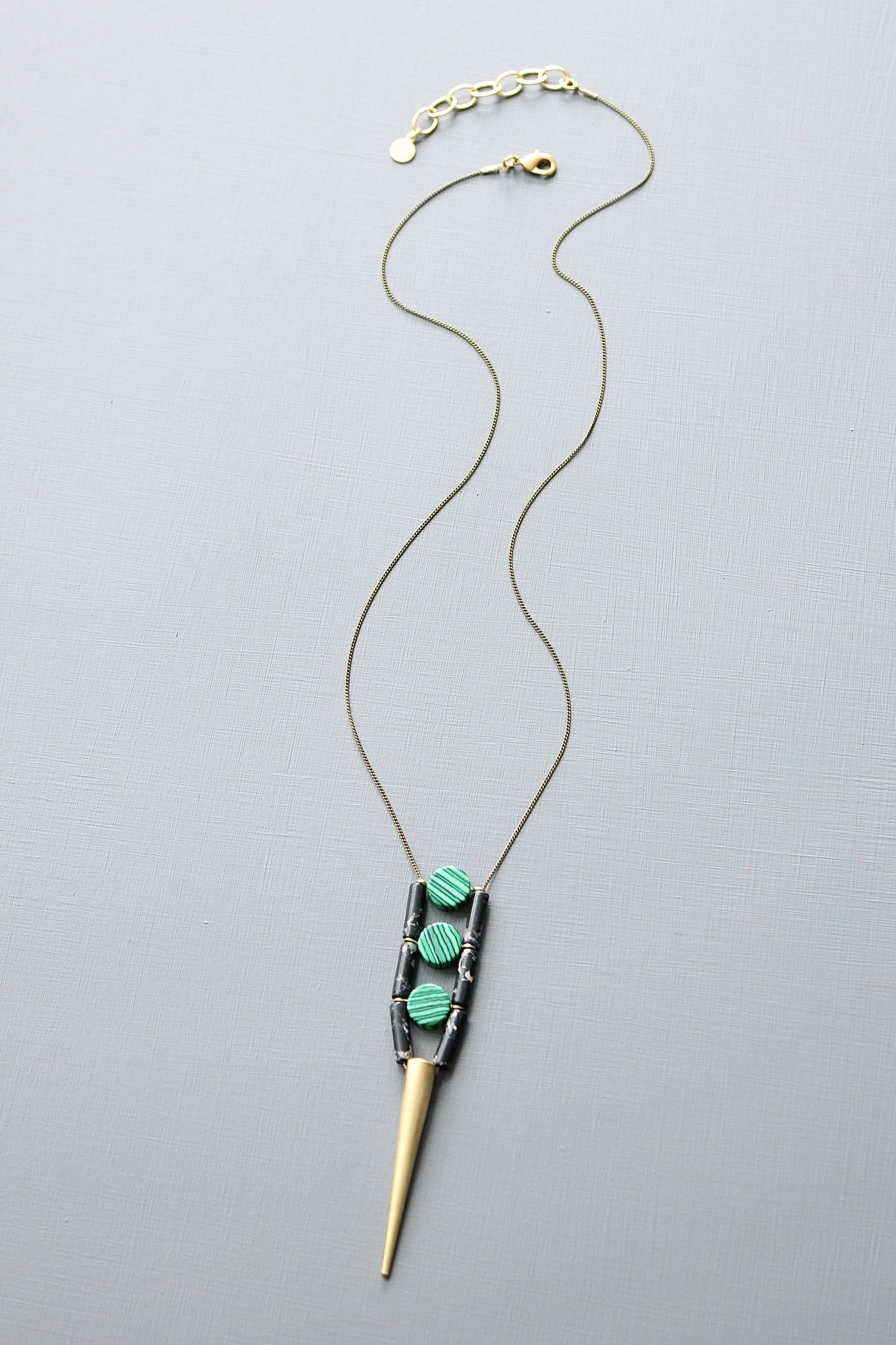 Malachite geometric spike necklace