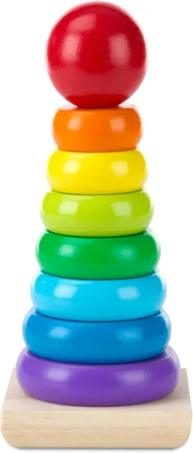 Melissa & Doug Rainbow Stacker Wooden Ring Educational Toy - Wooden Rainbow Stacking Rings Baby Toy, Stacker Toys For Infants And Toddlers