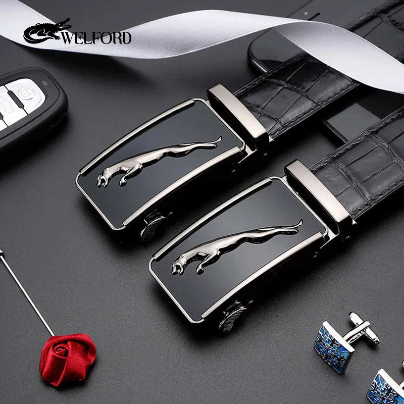 Men's business crocodile leather belt