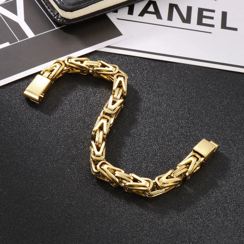 Men's V-Shaped Titanium Steel Bracelet with Emperor Chain Design - Hip Hop Style for European and American Fashion