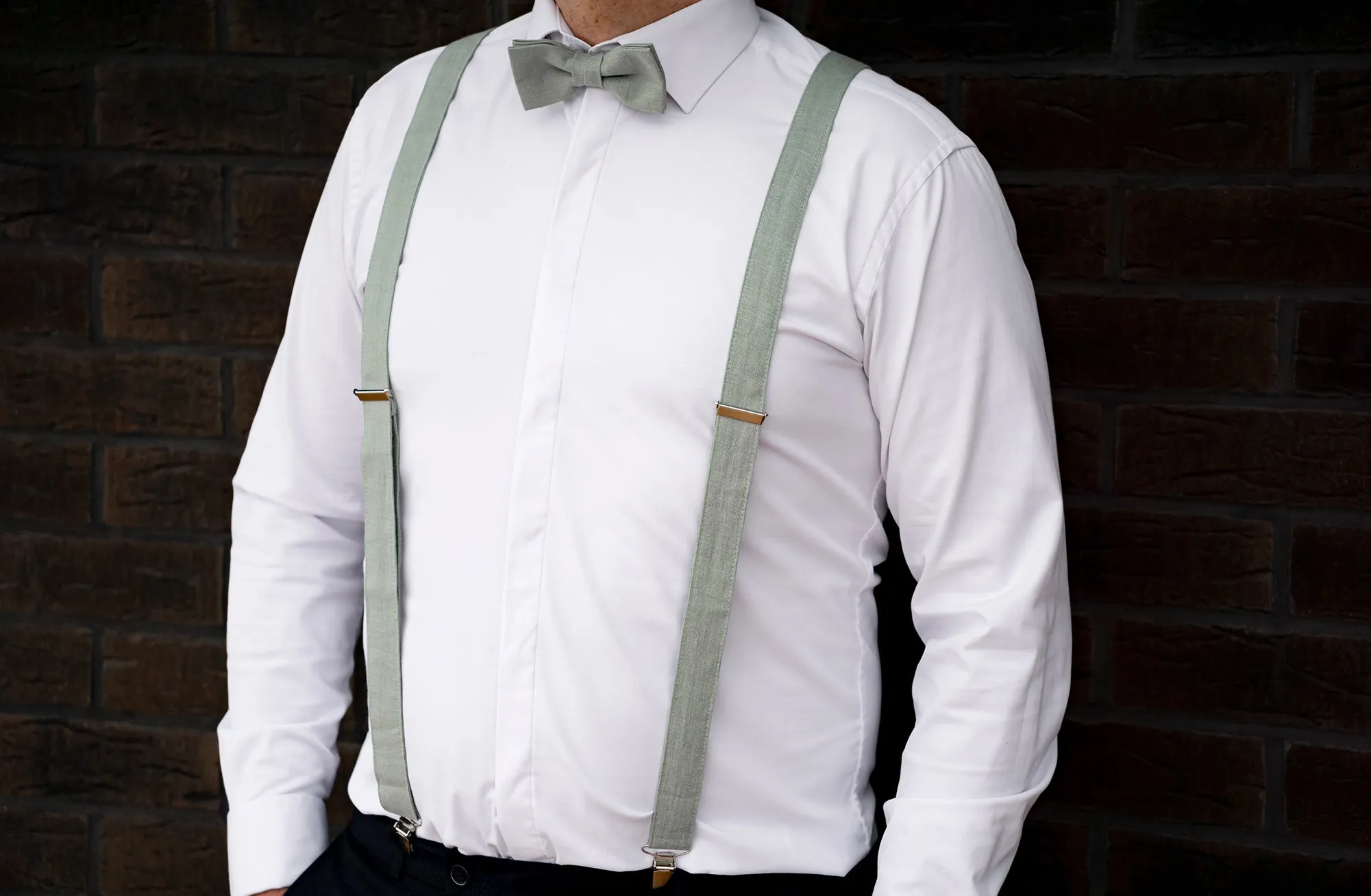 Mint gray mens bow tie | Mint gray wedding bow tie