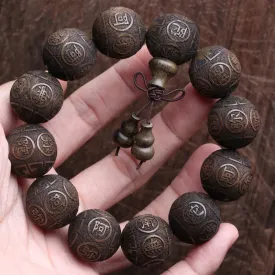 Natural Ebony Bead Bracelet Lucky Bracelet 20mm Bracelet Buddhist Meditation Rosary