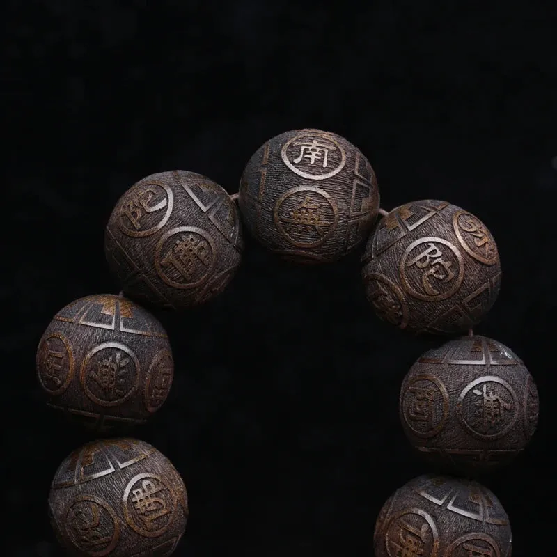 Natural Ebony Bead Bracelet Lucky Bracelet 20mm Bracelet Buddhist Meditation Rosary