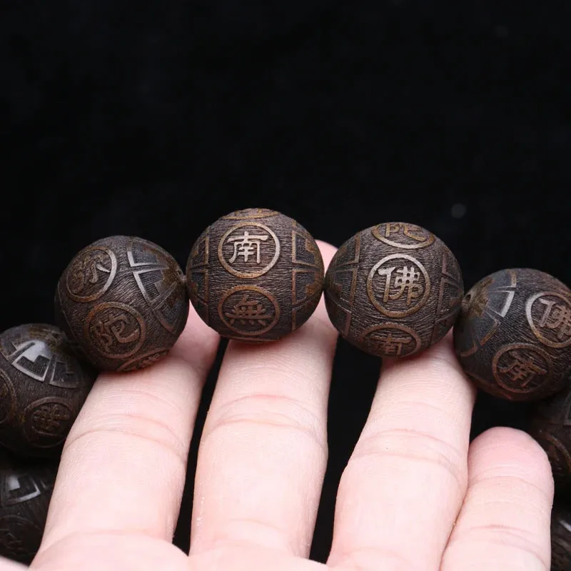 Natural Ebony Bead Bracelet Lucky Bracelet 20mm Bracelet Buddhist Meditation Rosary