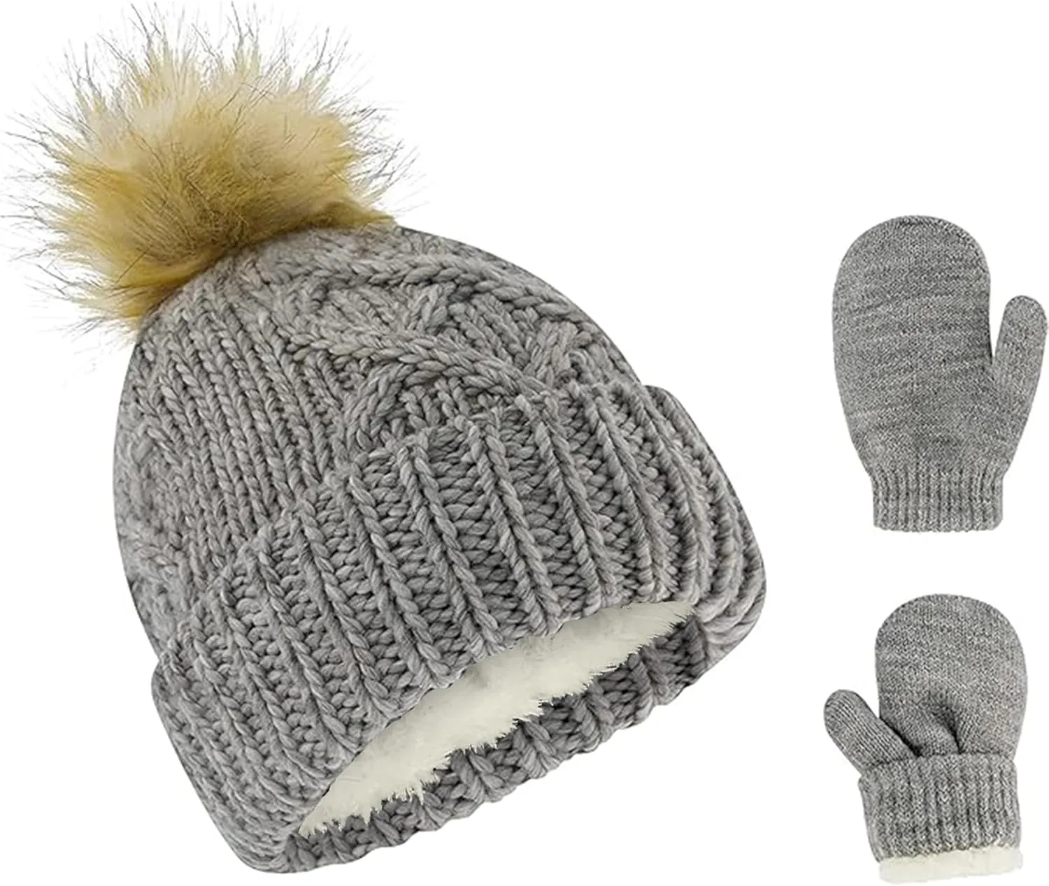 Newborn to Toddler Winter Hat and Mitten Set - Boy and Girls Fleece Lined Baby Hat - 0-6, 6-12, 12-24 Months