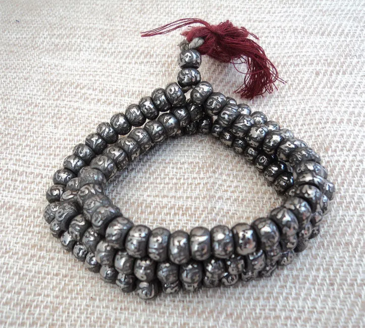 Om Etched Metal Prayer Mala