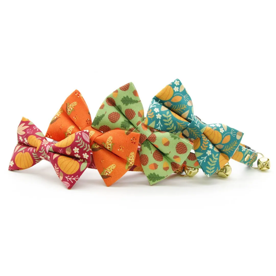 Pet Bow Tie - "Corn Maze" - Fall Harvest Cat Bow / Thanksgiving / For Cats   Small Dogs (One Size)