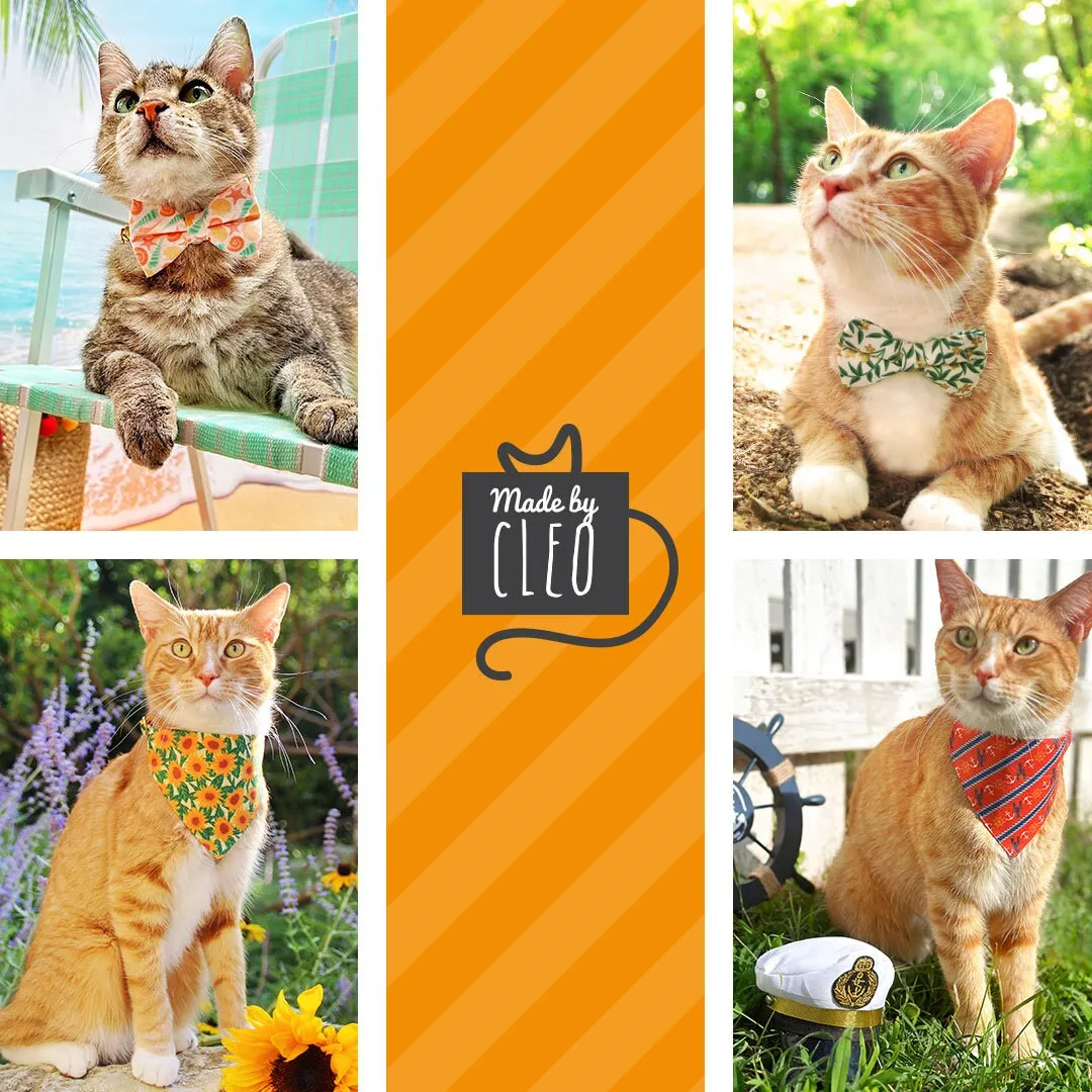 Pet Bow Tie - "Nautical Navy" - Blue Anchor & Lobster Cat Bow /Summer, Sailing, Preppy / For Cats   Small Dogs (One Size)
