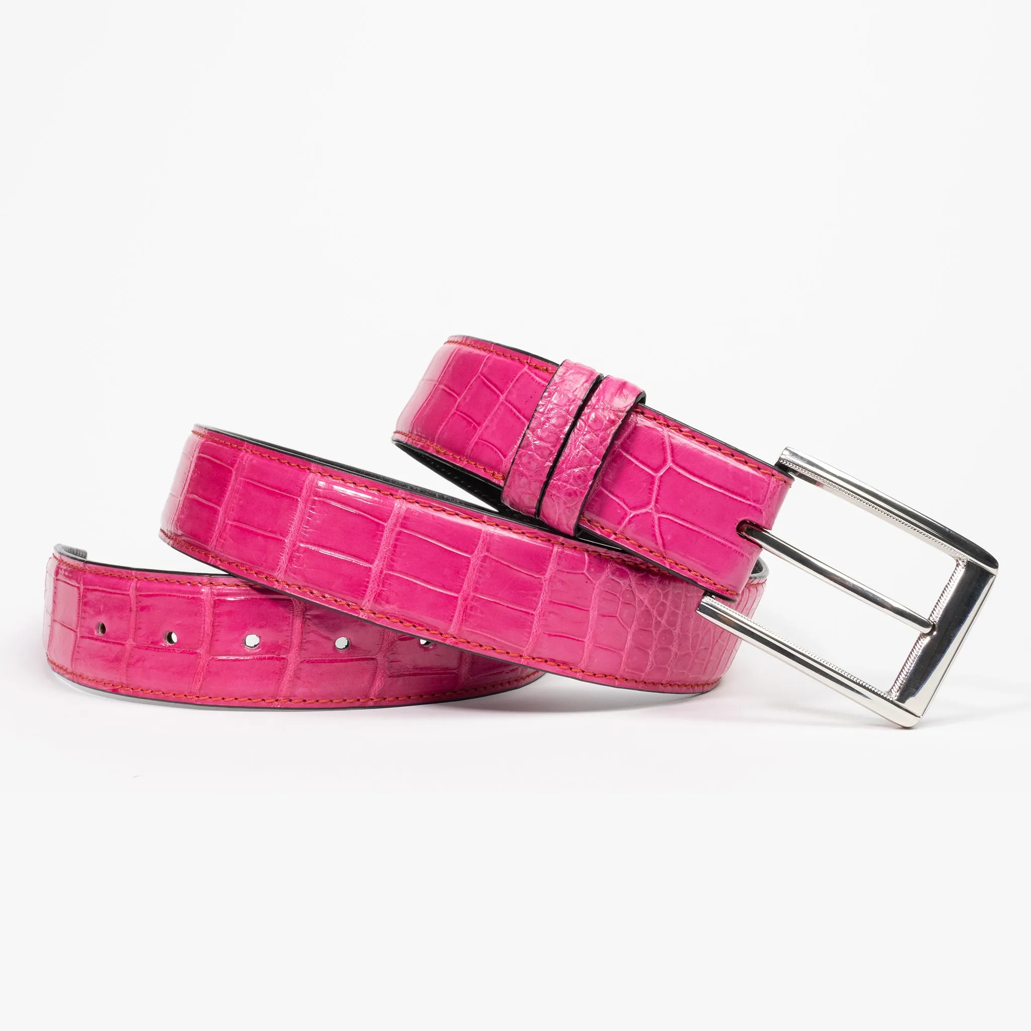 Pink Genuine Crocodile Belt "Gigi"