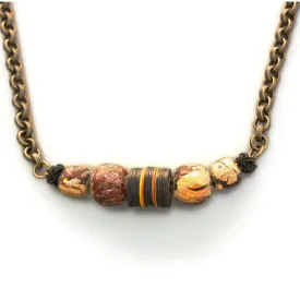 Pippali Buddhist Monk beads and Brass chain Necklace