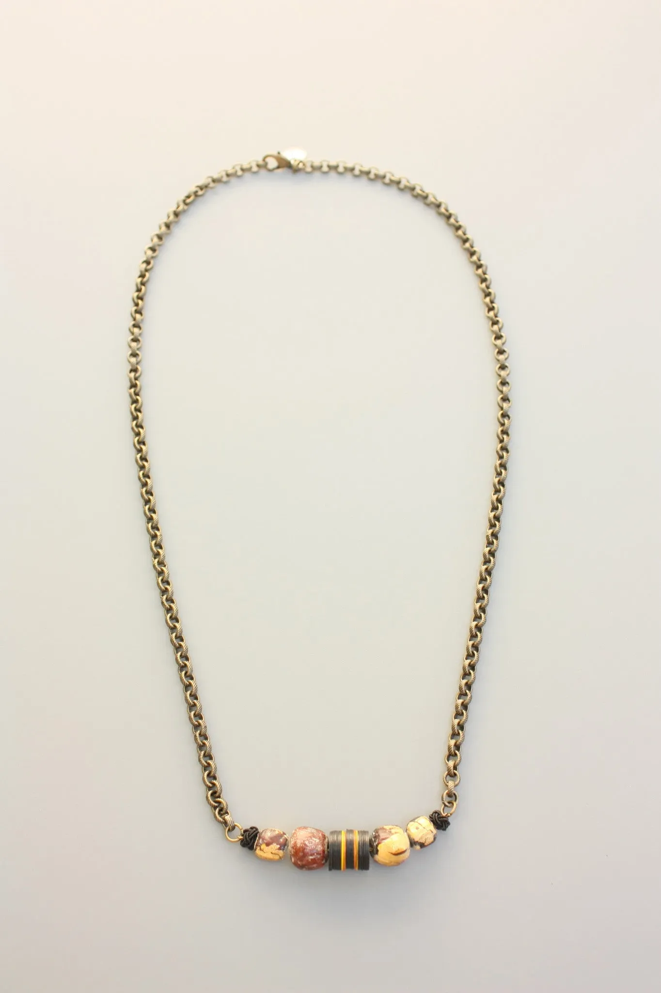 Pippali Buddhist Monk beads and Brass chain Necklace