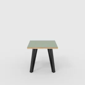 Plywood Side Table with Black Box Hairpin Legs - Formica Green Slate - 500(w) x 500(d) x 425(h)