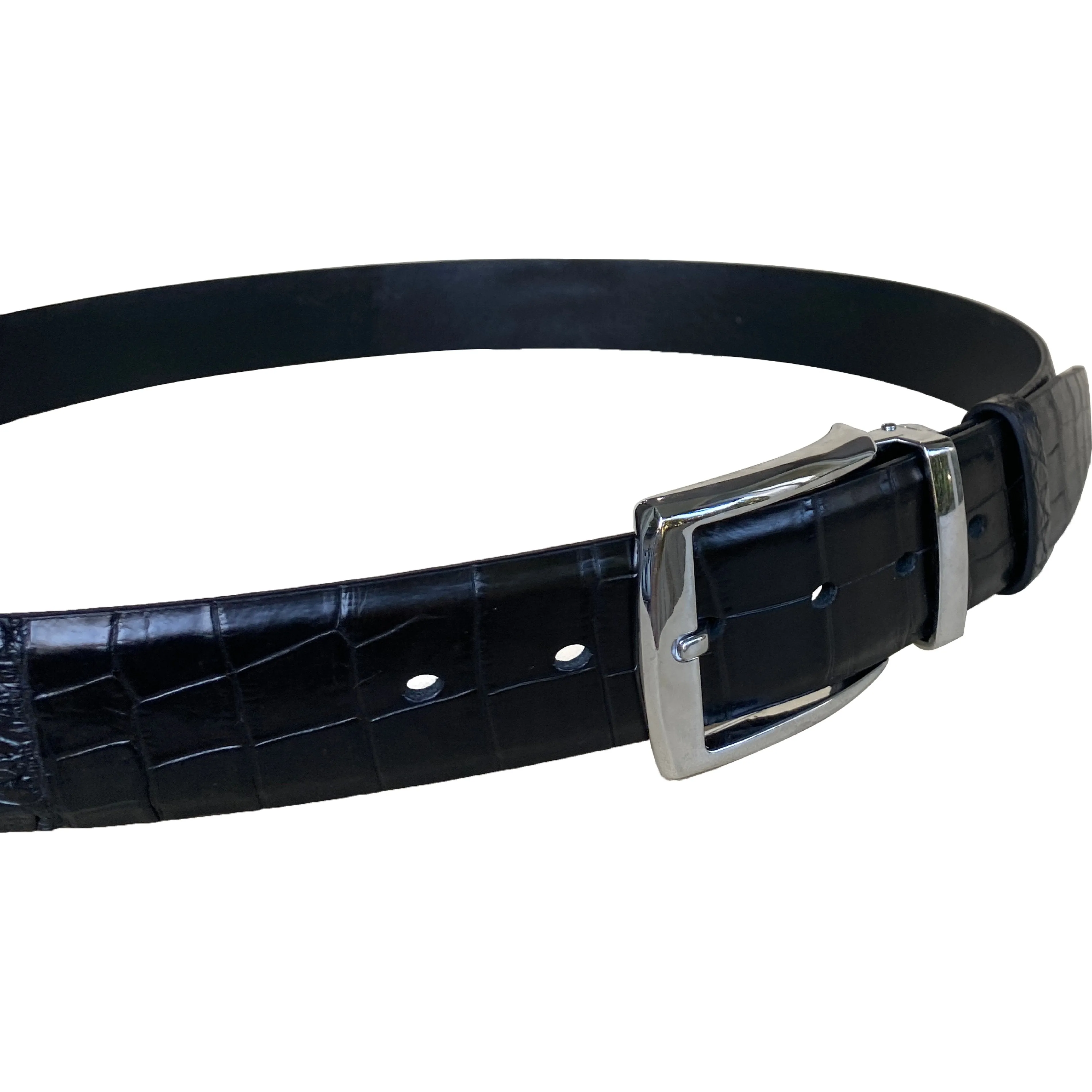 Premium Black Alligator HornBack  Leather Belt For Men - Pin Buckle | BEHO11-PIN
