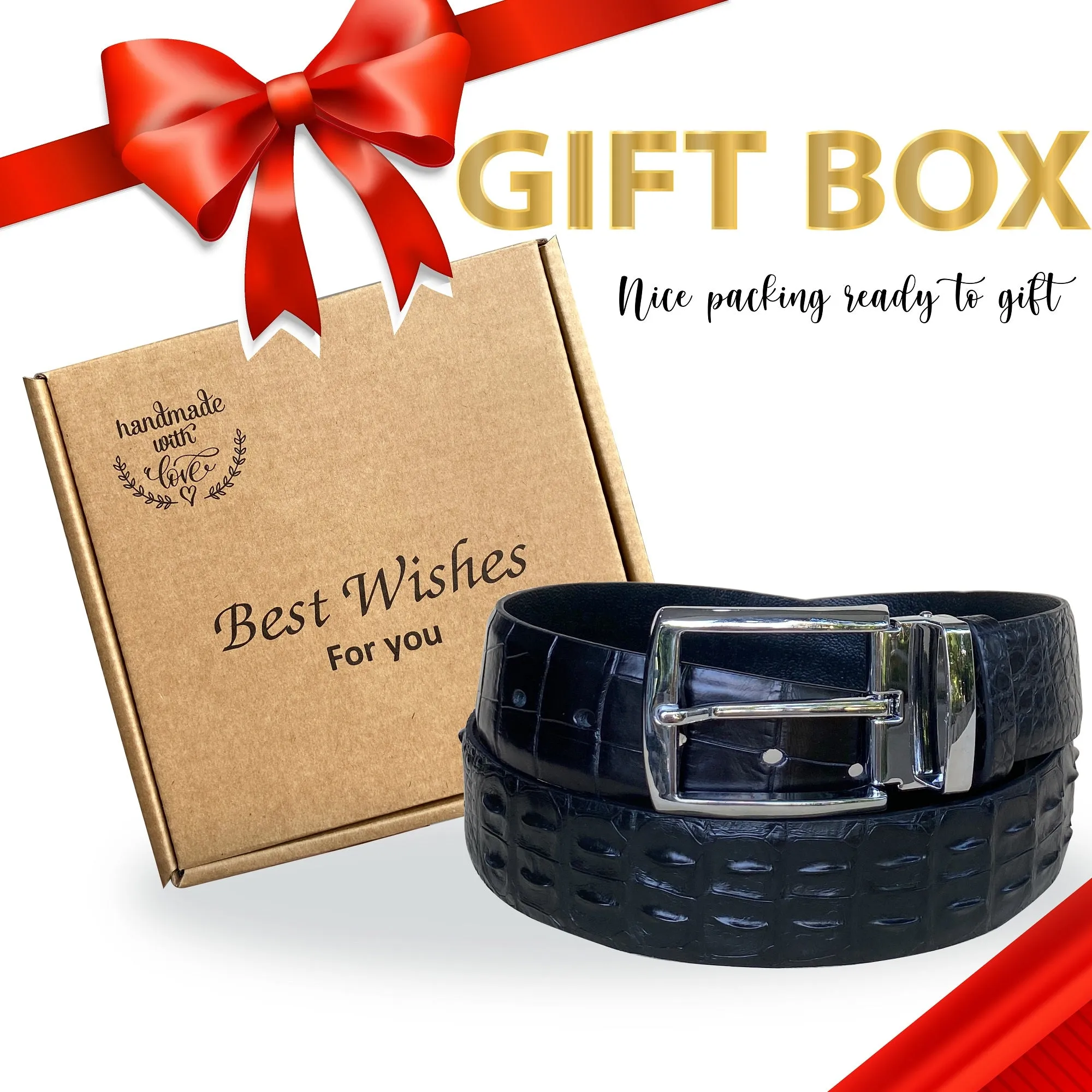 Premium Black Alligator HornBack  Leather Belt For Men - Pin Buckle | BEHO11-PIN