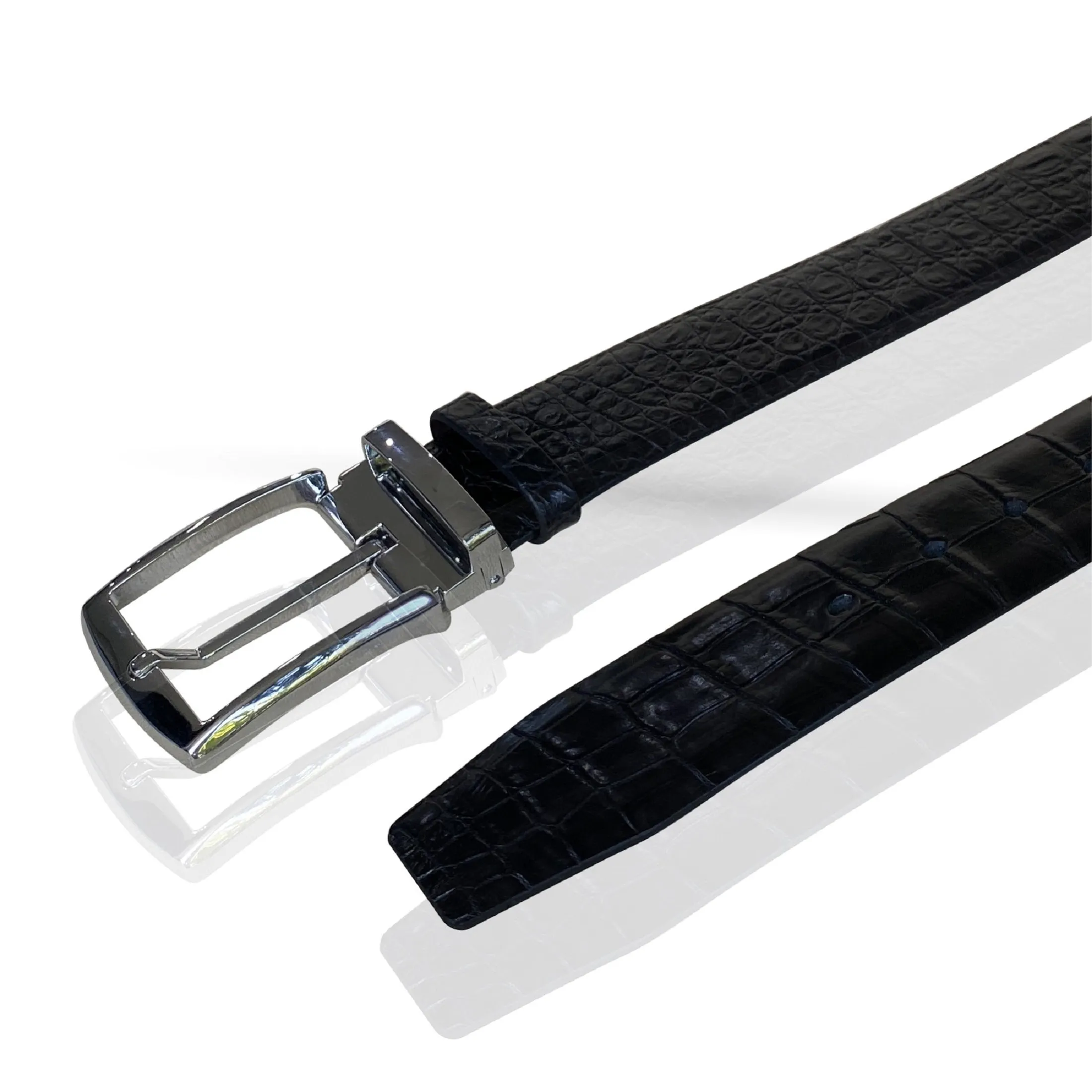 Premium Black Alligator HornBack  Leather Belt For Men - Pin Buckle | BEHO11-PIN