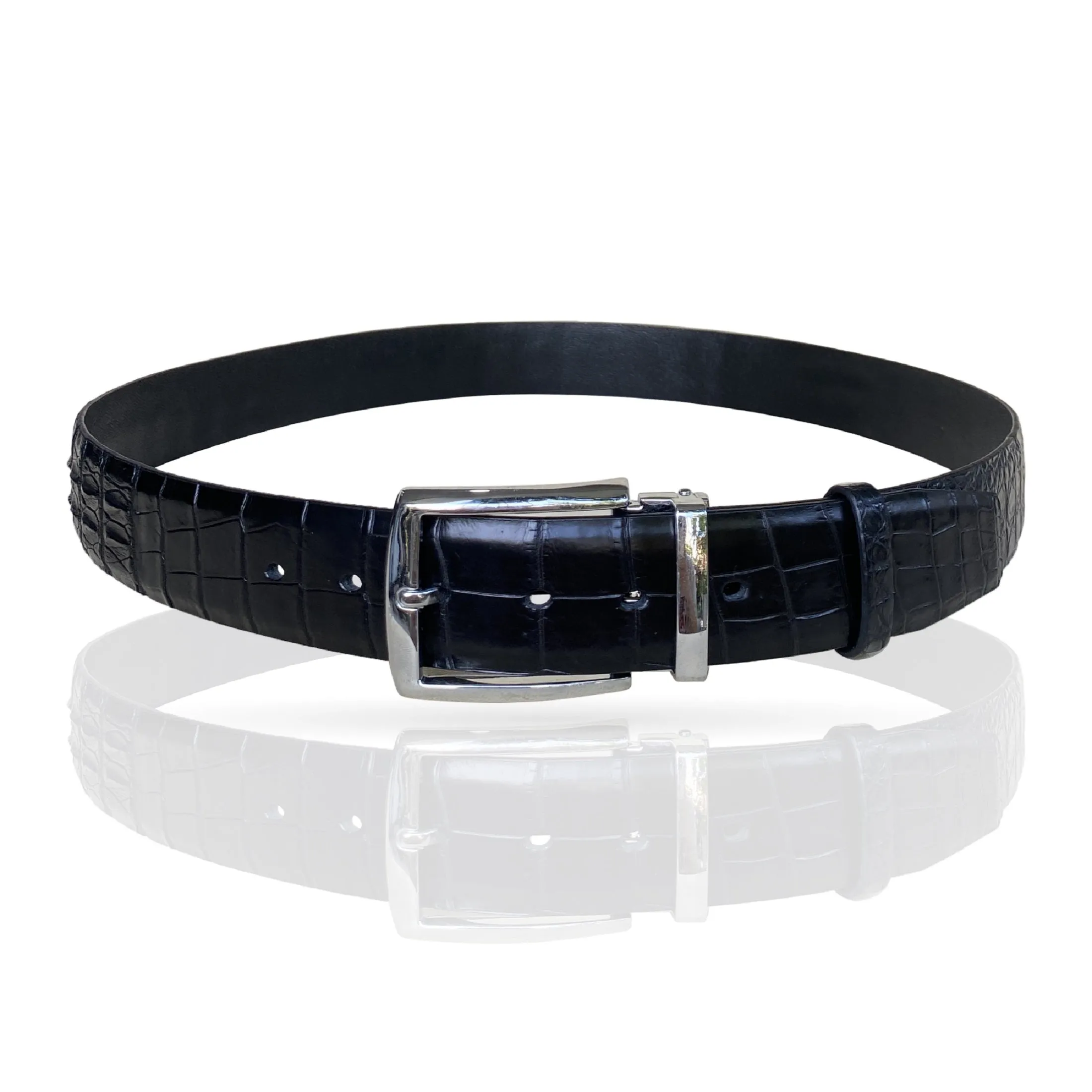Premium Black Alligator HornBack  Leather Belt For Men - Pin Buckle | BEHO11-PIN