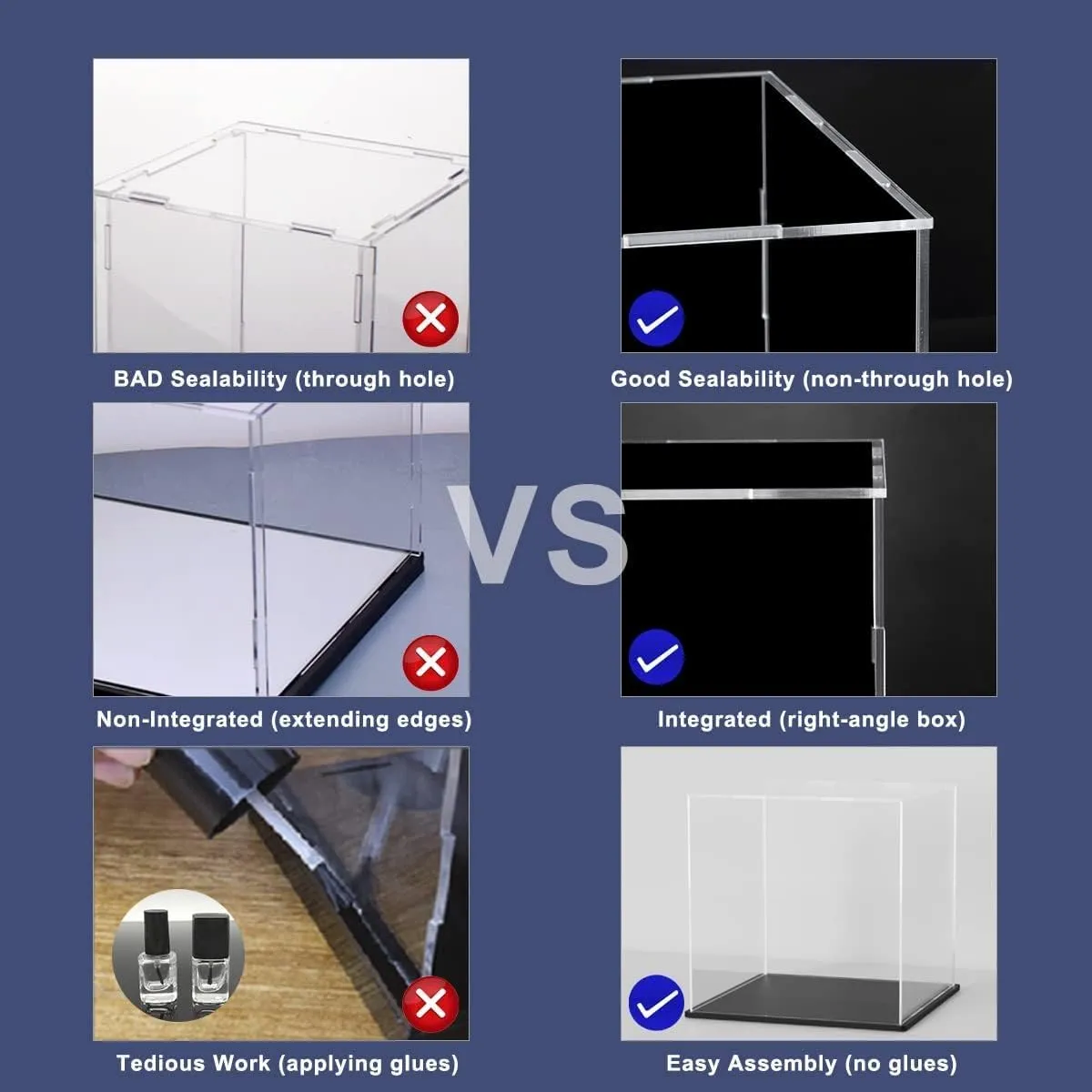 SVENJBB Mini Helmet Display Case, 7.5x5.5x5.5 Inch Acrylic Box for Display, Clear Acrylic Display Cases with Matte Black Base for Football Mini Helmet Protection