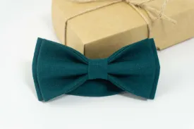 Teal green classic linen bow tie | wedding bow tie