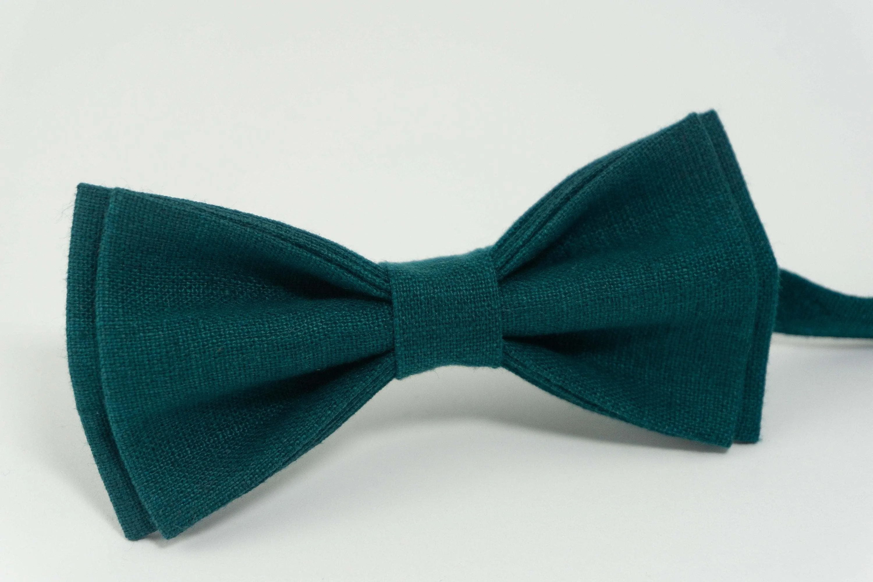 Teal green classic linen bow tie | wedding bow tie
