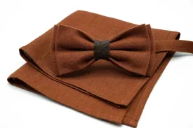 Terracotta Linen Bow Tie - Handmade and Customizable for Men and Boys - Ideal Groomsmen's Gift - Perfect for Weddings
