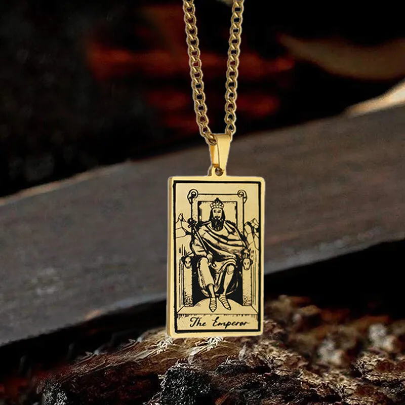 The Emperor Tarot Card Stainless Steel Necklace