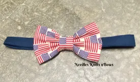 USA American Flag Pre Tied Bow Tie, 4th of July, Patriotic