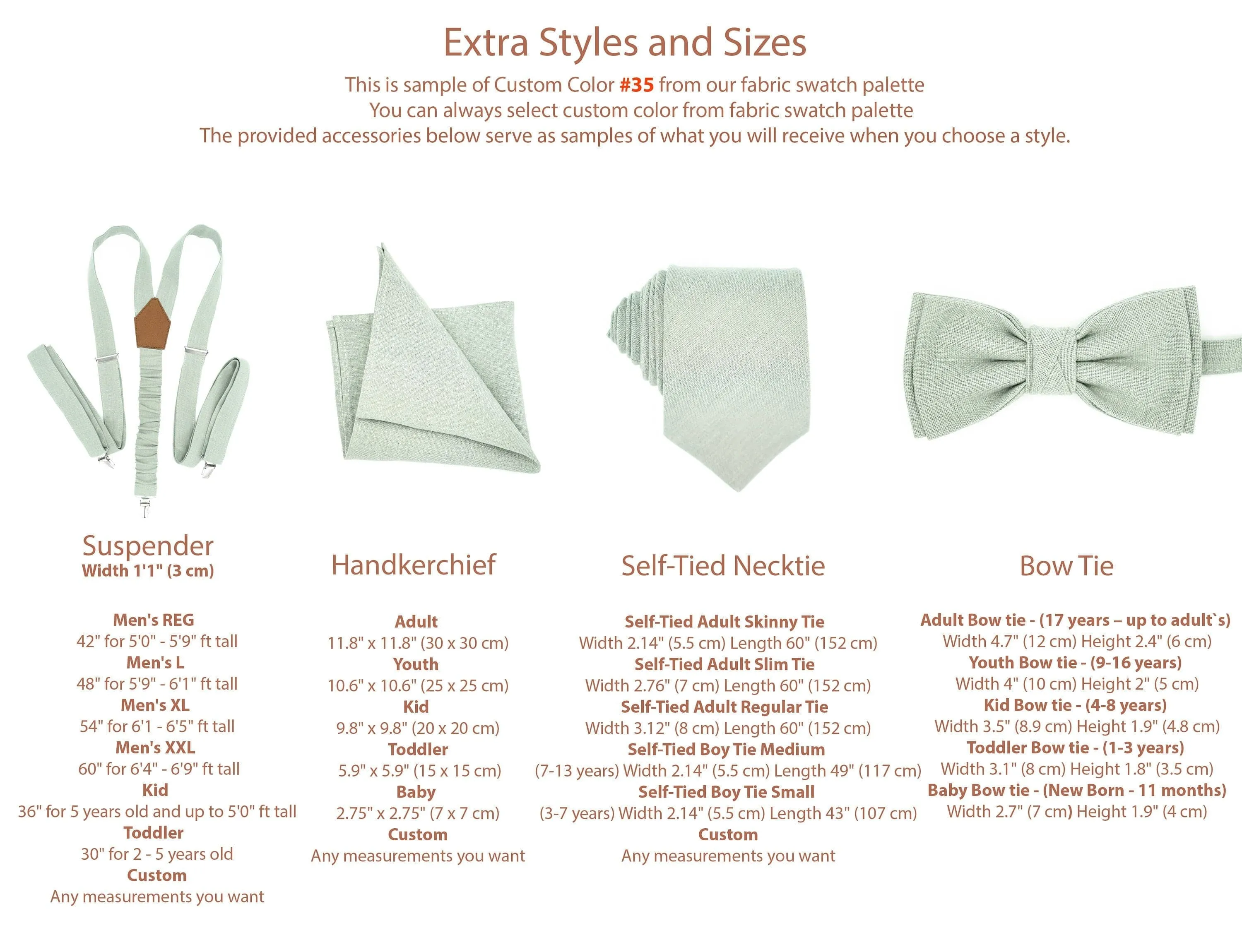 Versatile Beige Linen Suspender & Bow Tie Set | Available in Multiple Sizes and Colors
