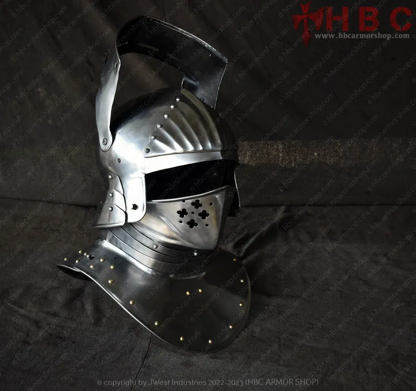 Visored Sallet Helmet with Bevor late 15th century Medieval Sallet helmet