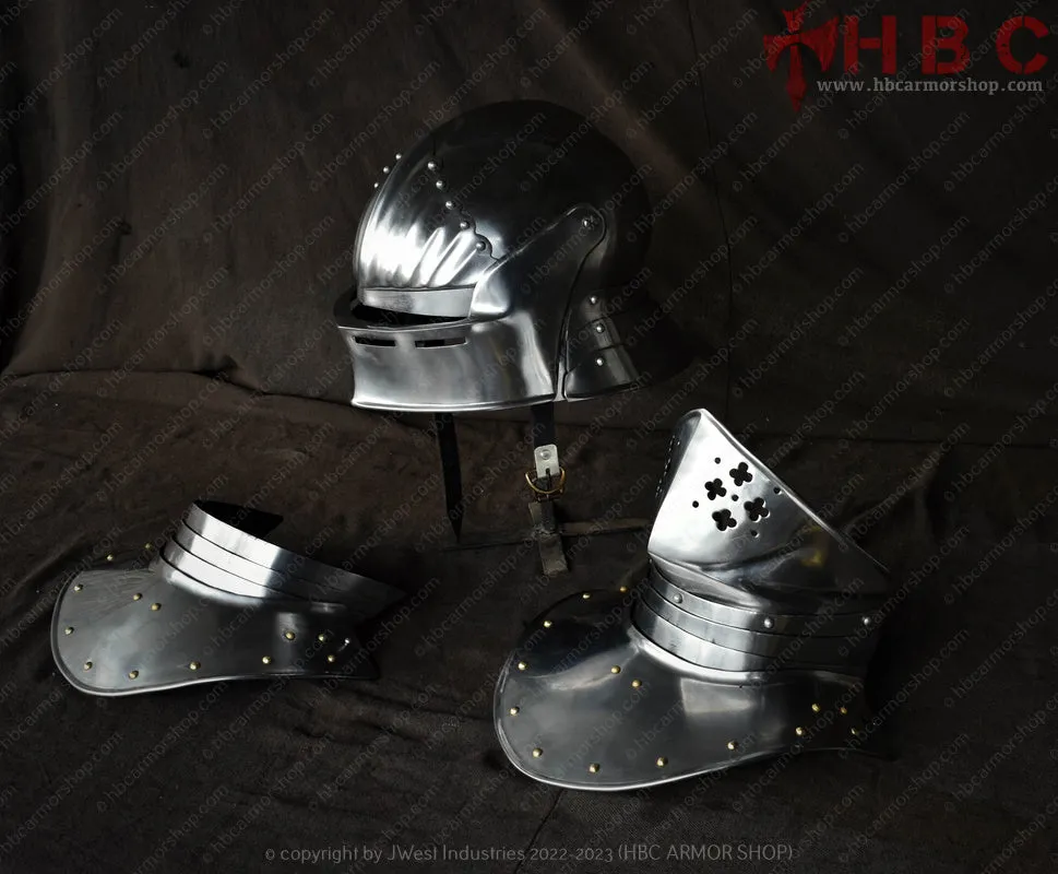 Visored Sallet Helmet with Bevor late 15th century Medieval Sallet helmet