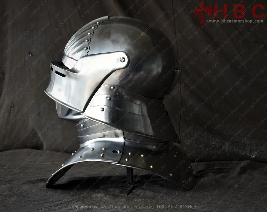 Visored Sallet Helmet with Bevor late 15th century Medieval Sallet helmet