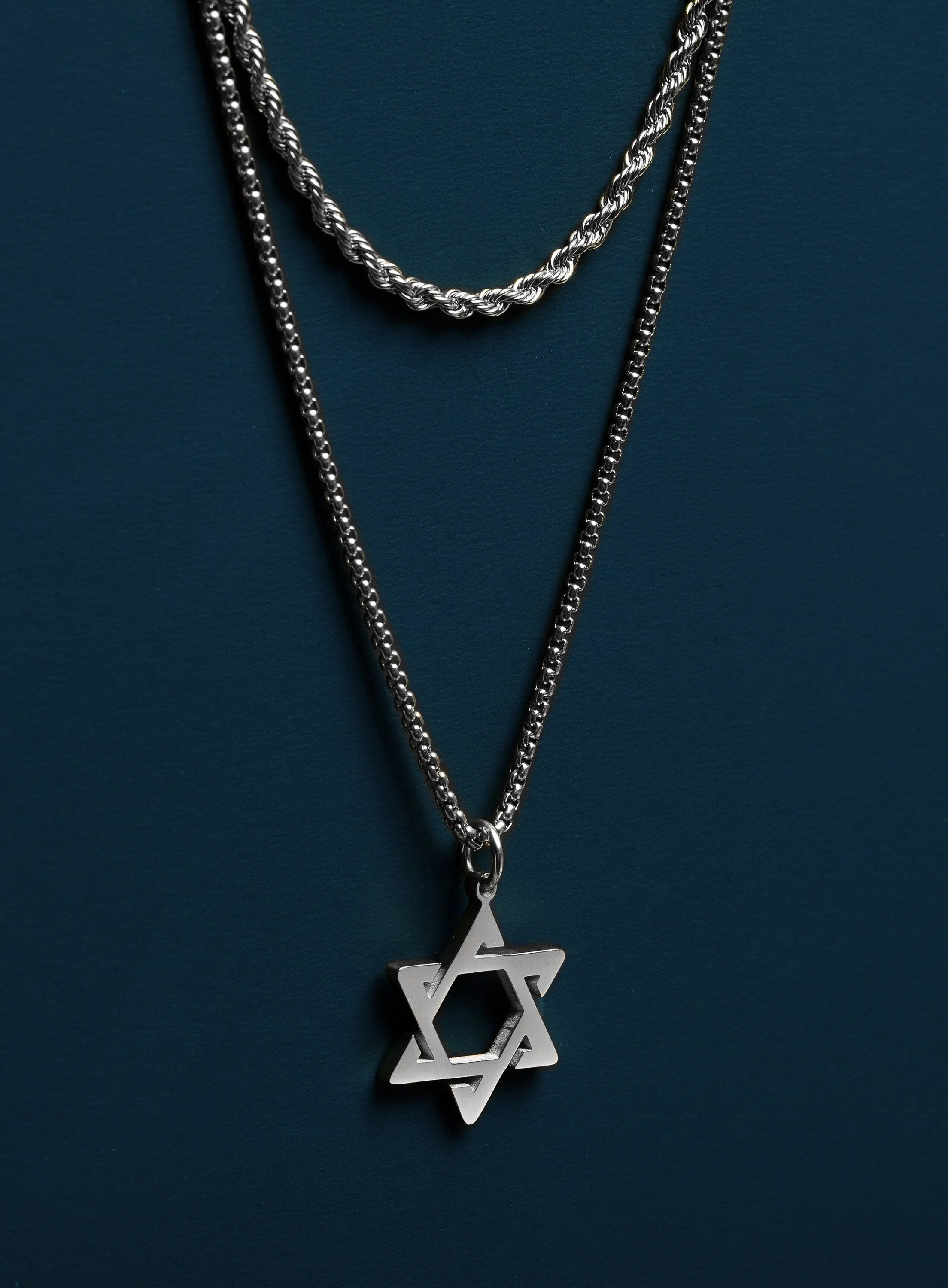 Waterproof Stainless Steel Star of David Necklace Set
