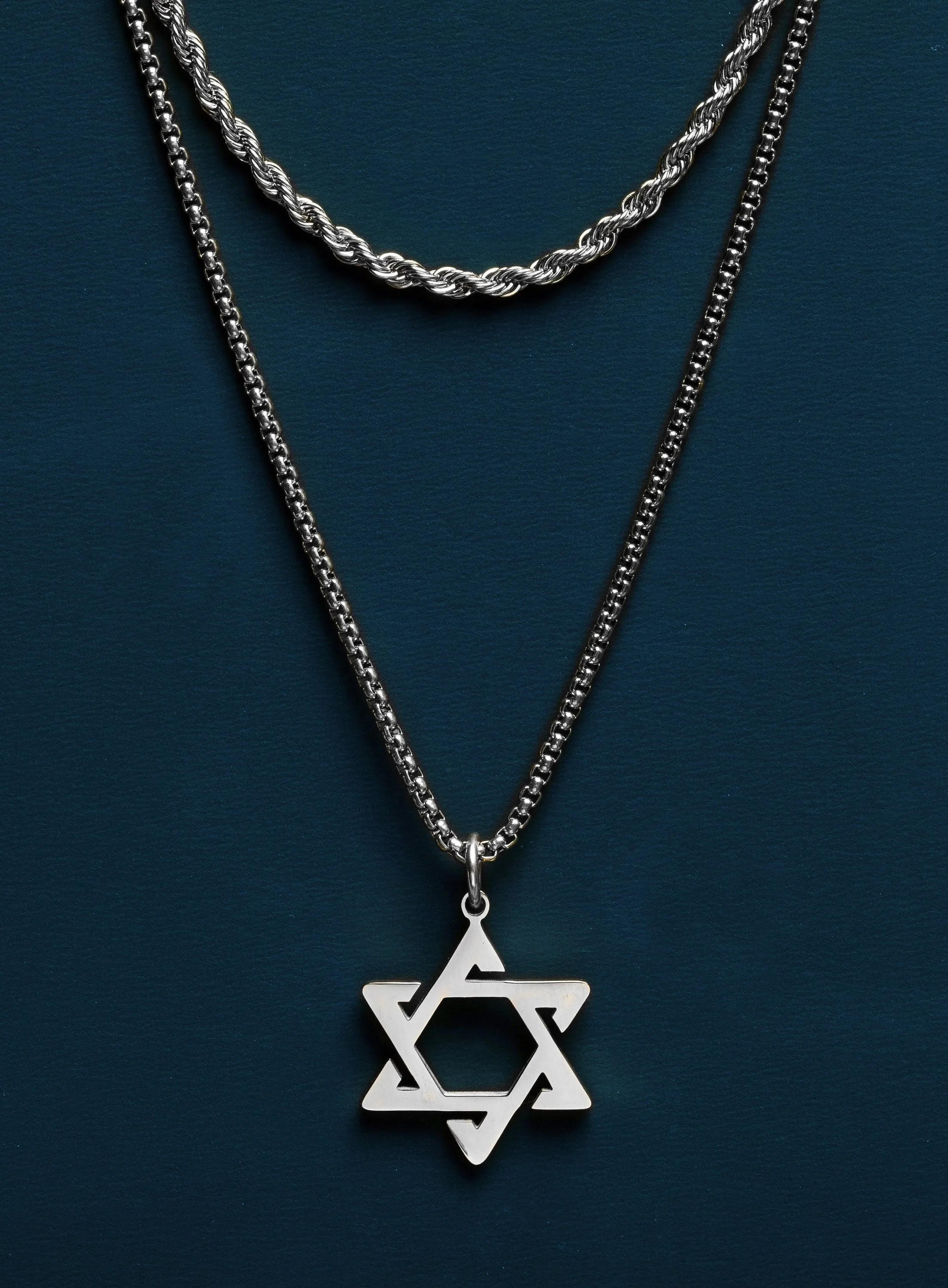 Waterproof Stainless Steel Star of David Necklace Set