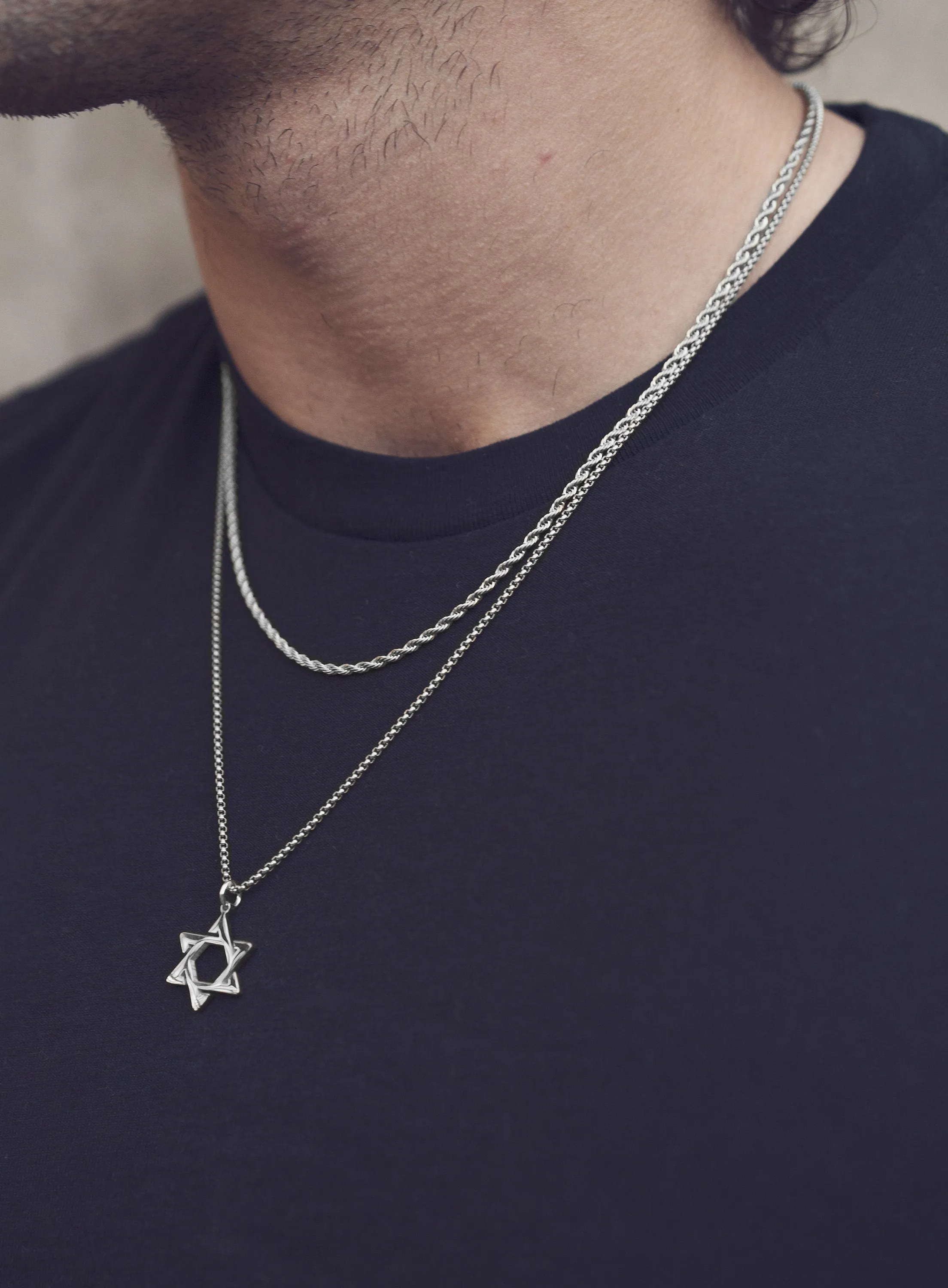 Waterproof Stainless Steel Star of David Necklace Set