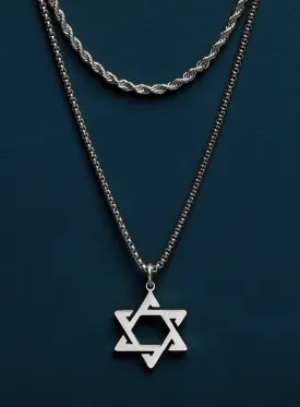 Waterproof Stainless Steel Star of David Necklace Set