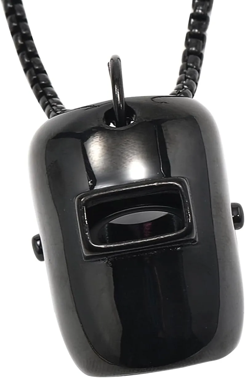 Welder Mask Pendant Necklace,Welder Helmet Necklace,Hip Hop Rock Punk Style Jewelry for Men Women Welding Artisan Fashion Jewelry