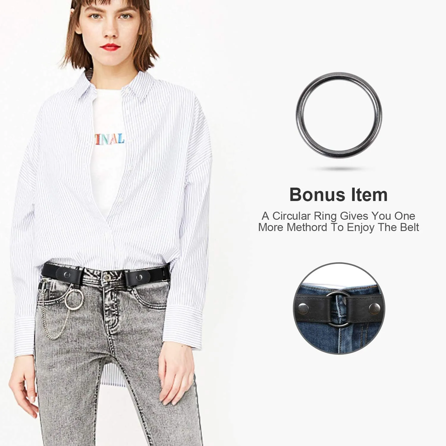 WHIPPY Buckle Free Comfortable Elastic Belt for Women or Men, Buckle-less No Bulge No Hassle Invisible Belts