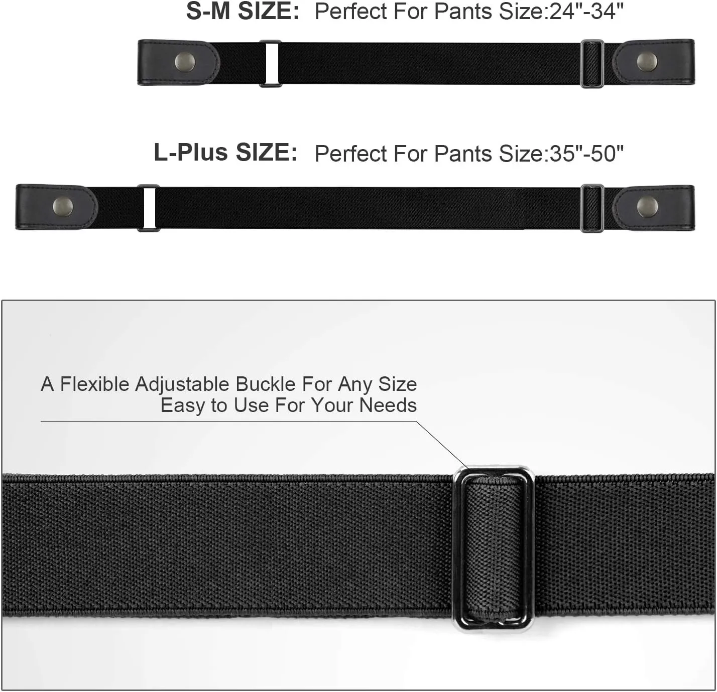 WHIPPY Buckle Free Comfortable Elastic Belt for Women or Men, Buckle-less No Bulge No Hassle Invisible Belts