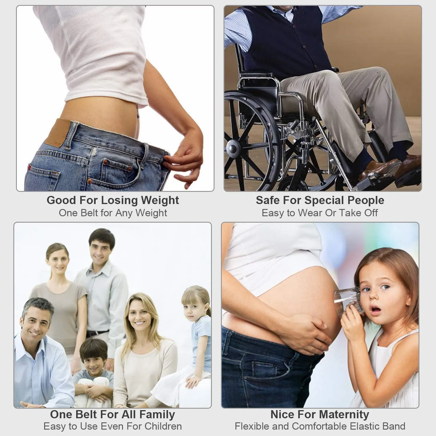 WHIPPY Buckle Free Comfortable Elastic Belt for Women or Men, Buckle-less No Bulge No Hassle Invisible Belts